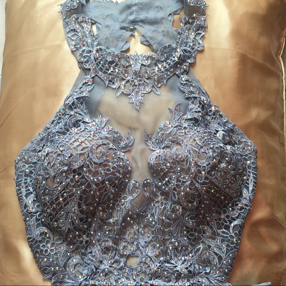 Cachet Backless Embellished Prom Dress
